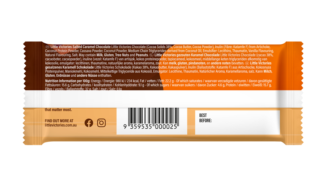 Salted Caramel Vegan Low Calorie No Sugar High Protein High Fibre Chocolate Nutritional Info